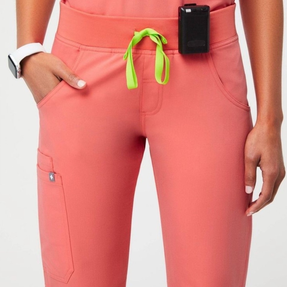Figs made Women's Coral Pants with Lime Accents